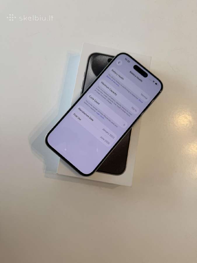 Apple iPhone 15 pro 128 GB white, battery 100% - nuotraukos Nr. 3