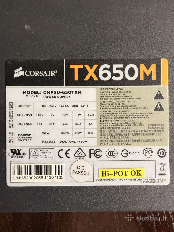 Corsair Tx650m maitblokis - nuotraukos Nr. 2