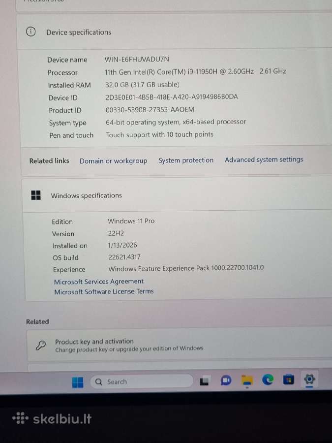 Dell Precision 5760 i9 17" Uhd+ Rtx - nuotraukos Nr. 11