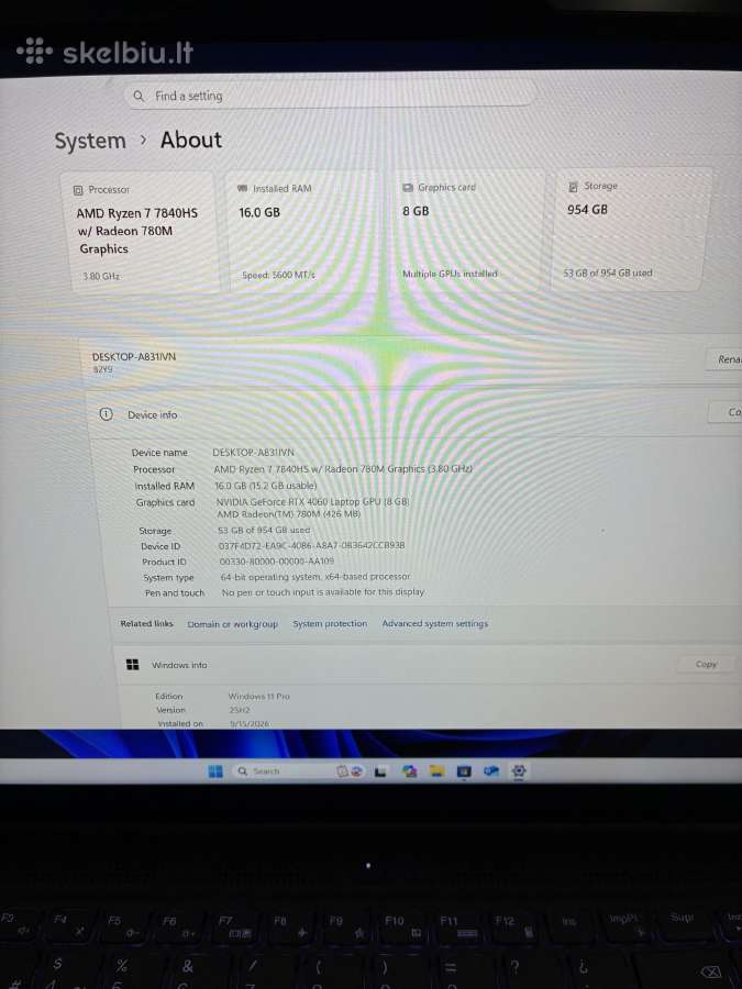 Lenovo Legion Slim 5, Ddr5, Rtx 4060, 16ram, 1tb - nuotraukos Nr. 2