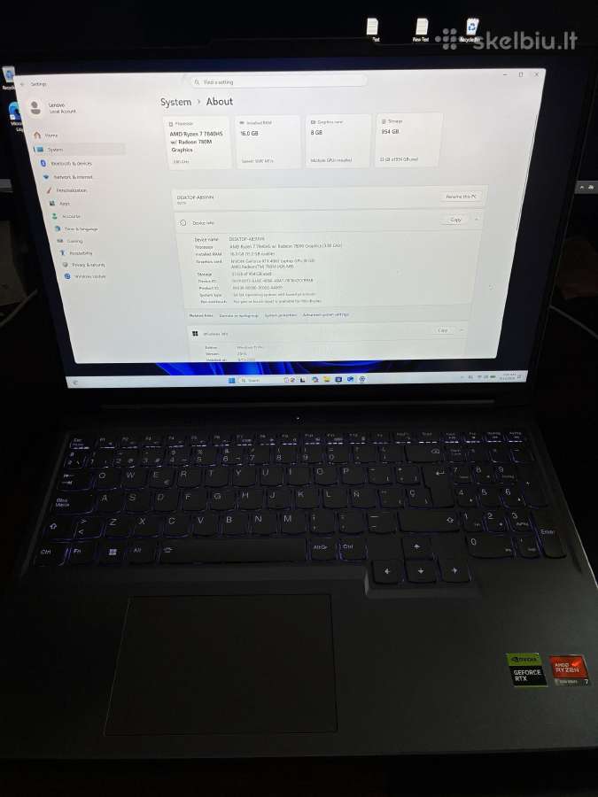 Lenovo Legion Slim 5, Ddr5, Rtx 4060, 16ram, 1tb - nuotraukos Nr. 3