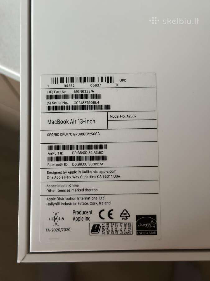 Apple MacBook Air 13 M1 / 8 GB / 256 GB - nuotraukos Nr. 4