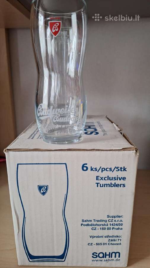 Firminių alaus stiklinių rinkinys Budweiser Budvar - nuotraukos Nr. 2