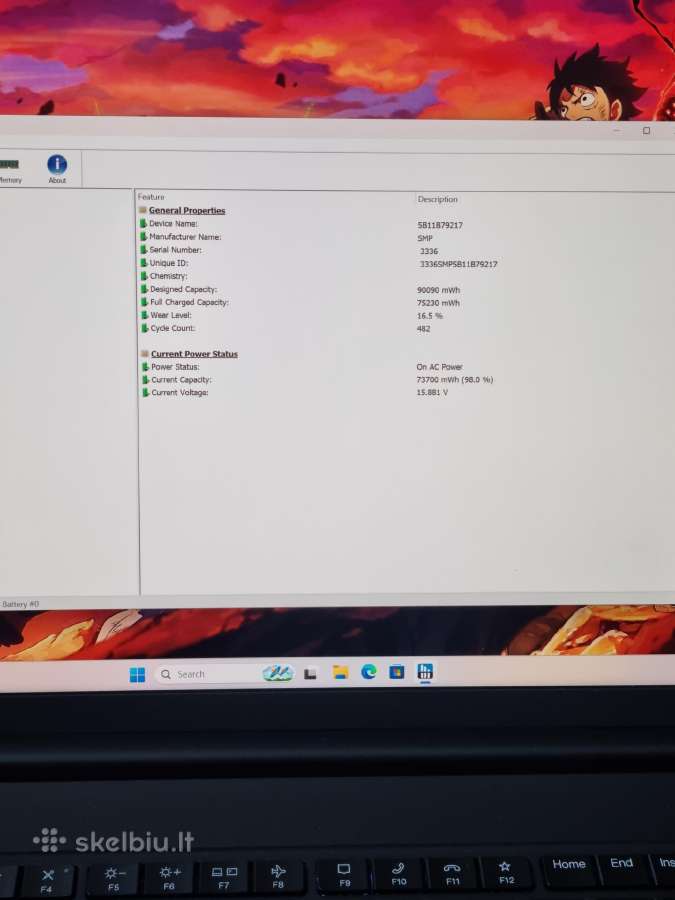 Lenovo Thinkpad X1 Extreme Gen 4 i7 32gb 1tb - nuotraukos Nr. 10