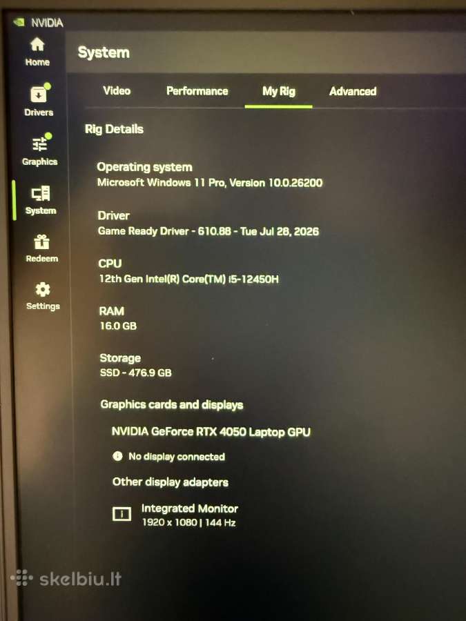 Msi Thin 15 B12ve Rtx 4050 + Iets Gt500 aušinimas - nuotraukos Nr. 7