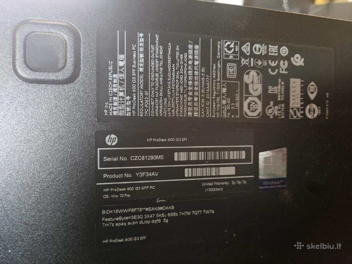 Hp Prodesk 600 G3 Sff i3-6100, 8vnt., veikiantys - nuotraukos Nr. 2