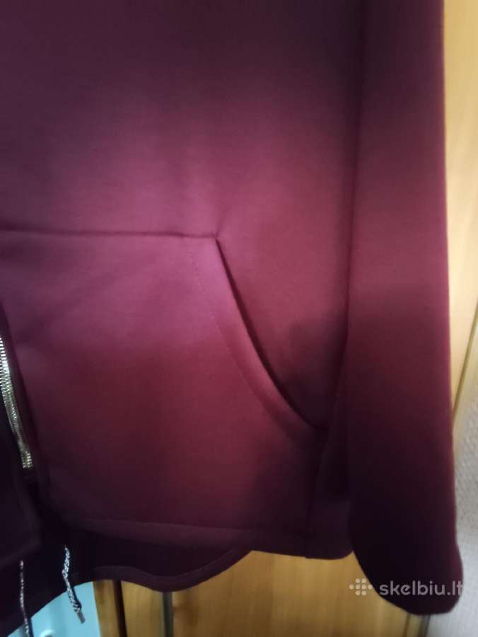 Bordo spalvos „oversize“ džemperis su gobtuvu - nuotraukos Nr. 5