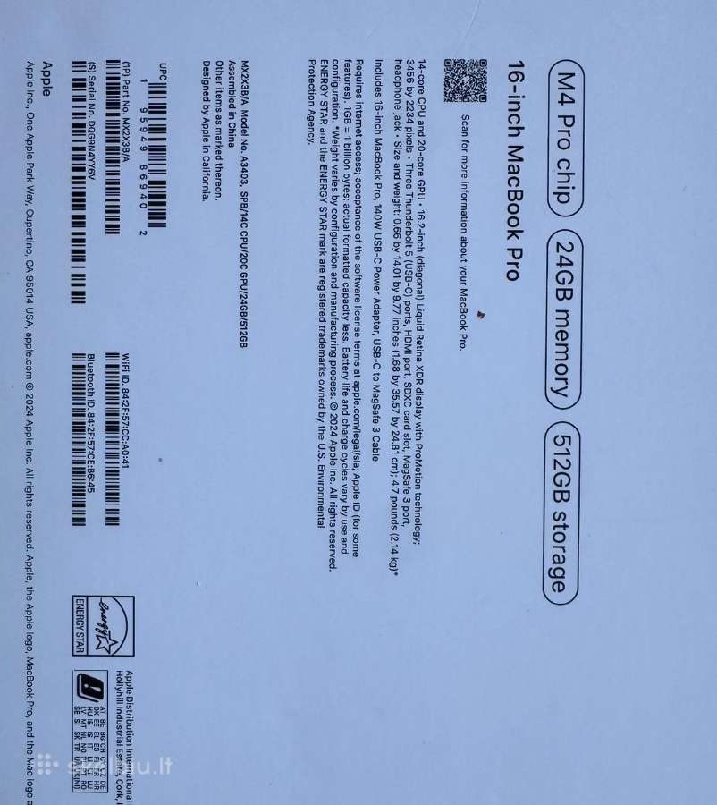 Apple MacBook Pro 16,2 - nuotraukos Nr. 3