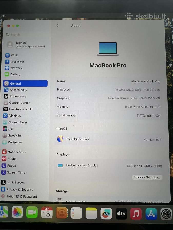 MacBook Pro 13 2019/i5/8gb/128gb SSD/touch Bar - nuotraukos Nr. 3