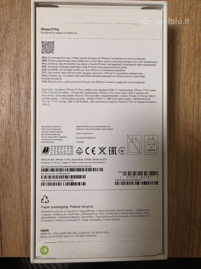 iPhone 17pro 256gb 100% baterija, garantija - nuotraukos Nr. 7