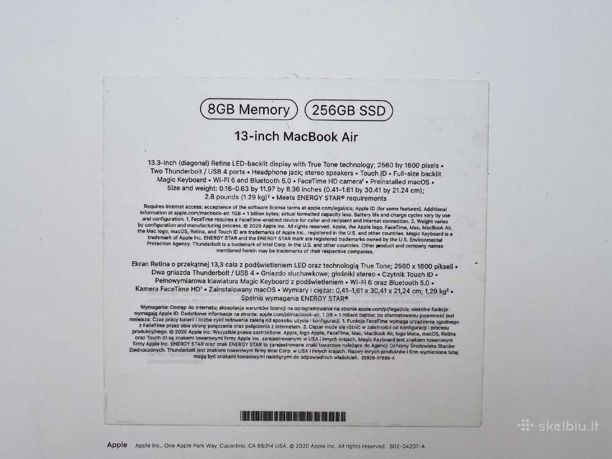 MacBook Air M1 (2020), 8gb RAM, 256gb SSD - nuotraukos Nr. 3