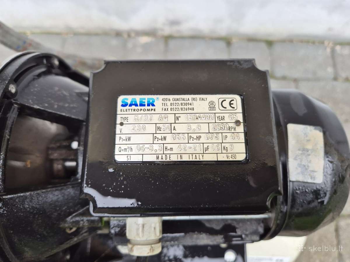 Vandens hidroforas Saer 0.55 kw (Italija) su 20l b - nuotraukos Nr. 3