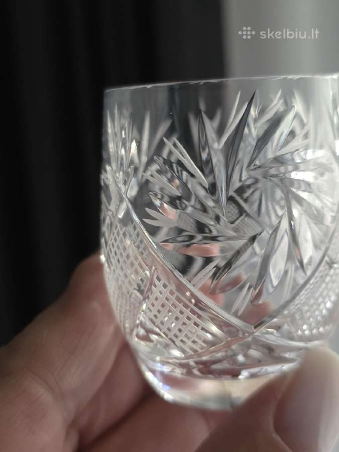 Vintažinės krištolinės taurelės 6 vnt - nuotraukos Nr. 7