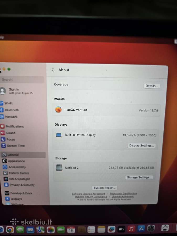 MacBook Pro 13" Retina A1706 i7/16gb/250gb - nuotraukos Nr. 6