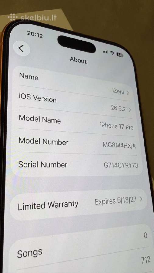 iPhone 17 Pro 512 GB, Cosmic Orange, 100 % baterij - nuotraukos Nr. 7