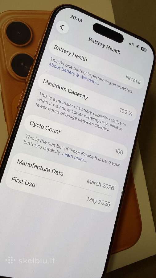iPhone 17 Pro 512 GB, Cosmic Orange, 100 % baterij - nuotraukos Nr. 8