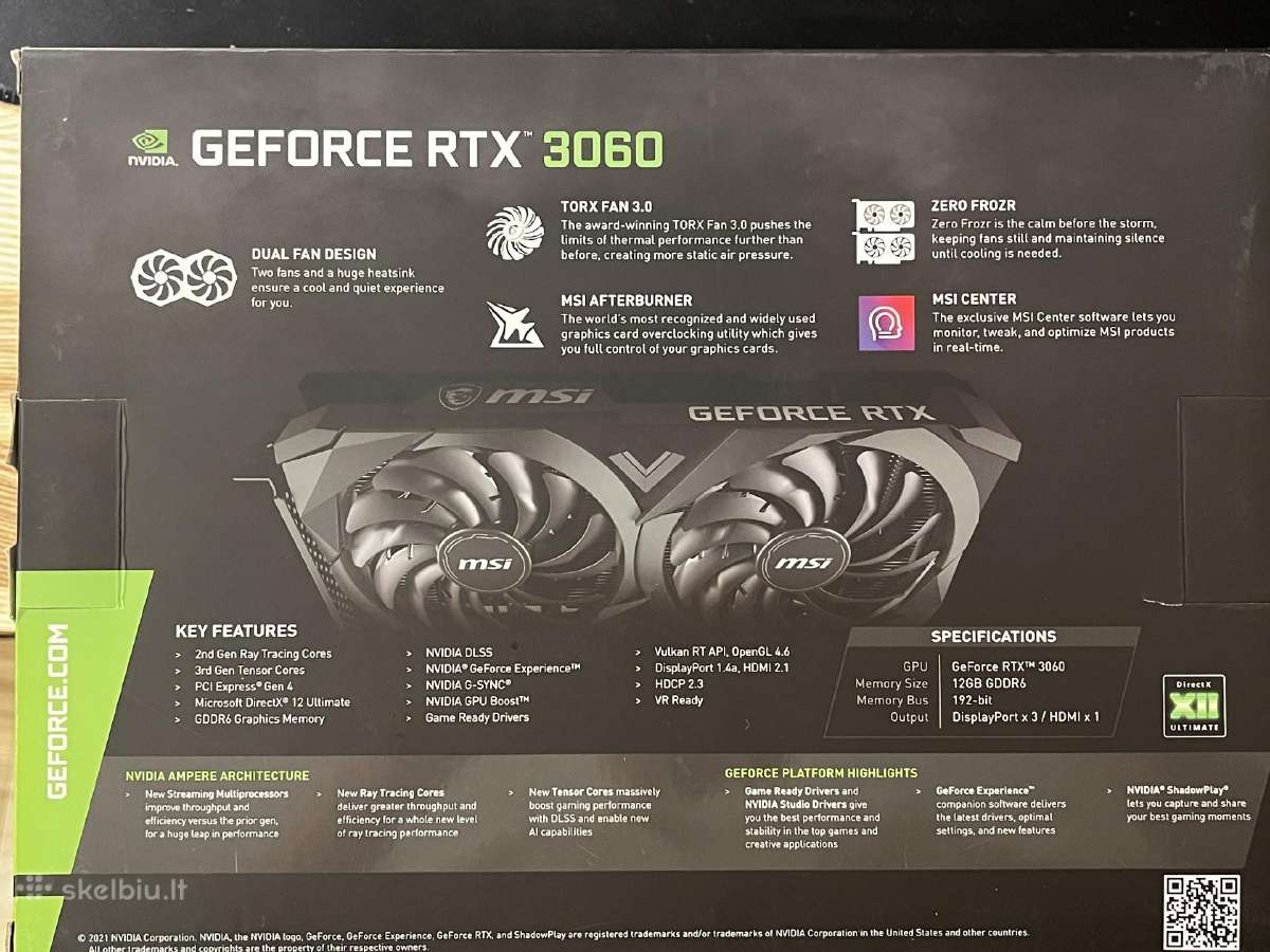 Msi Rtx 3060 12gb ventus 2x - nuotraukos Nr. 2