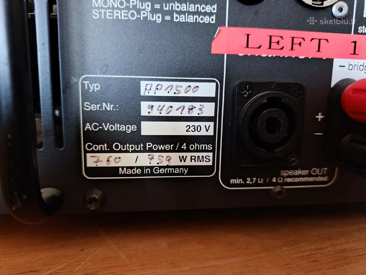 Stiprintuvas Zeck audio ap 1500 - nuotraukos Nr. 5