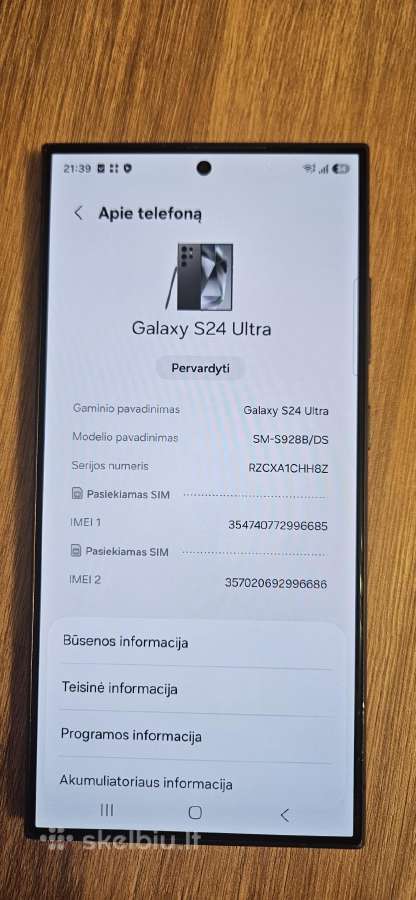 Samsung S24 Ultra Titanium Black 256gb - nuotraukos Nr. 2