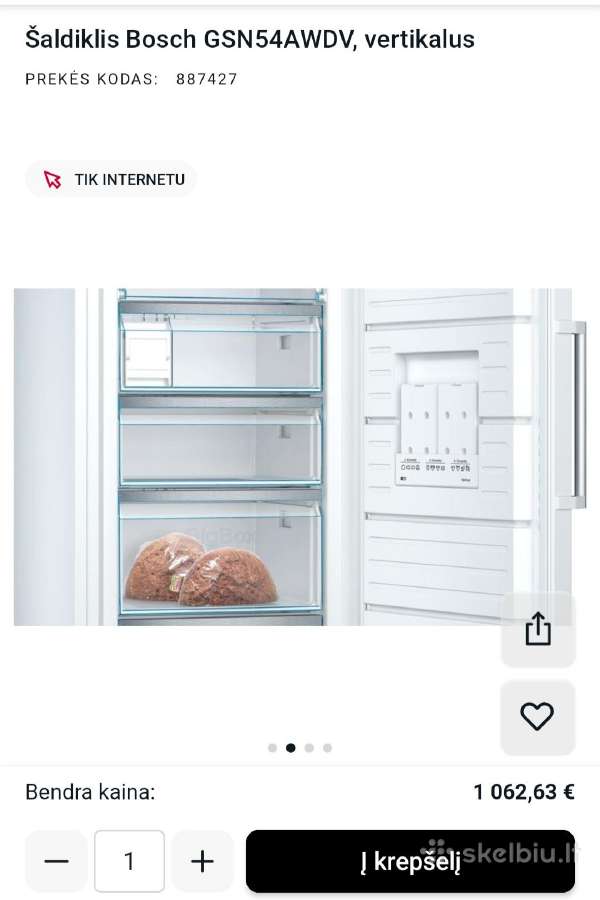 Bosch Gsn54awdv vertikalus šaldiklis, Nofrost, 328 - nuotraukos Nr. 7