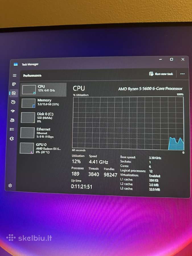 Galingas 4k Gaming kompiuteris/rx 6900xt/ryzen5600 - nuotraukos Nr. 5