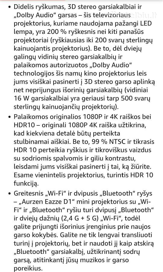 Mini projektorius,aurzen Eazze D1 - nuotraukos Nr. 4