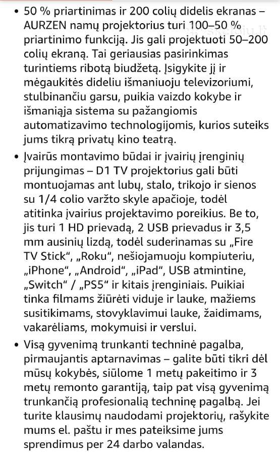 Mini projektorius,aurzen Eazze D1 - nuotraukos Nr. 5