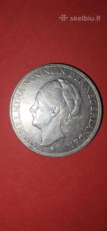 Nyderlandai 2 1/2 guldeno 1930,sidabras 0,720 - nuotraukos Nr. 2