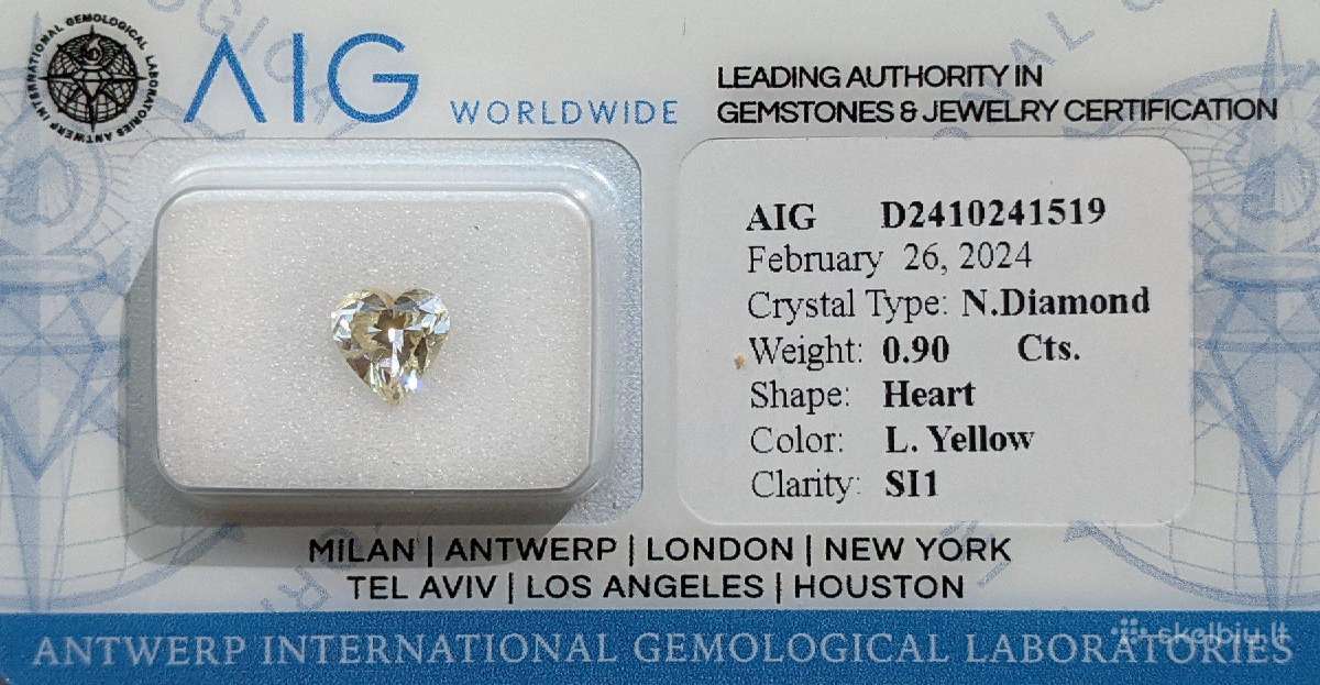 Deimantas sužadetuvių žiedui (0,9ct) - nuotraukos Nr. 3