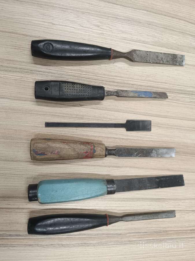 Parduodamas 6 vnt. senesnių medžio kaltų rinkinys - nuotraukos Nr. 3