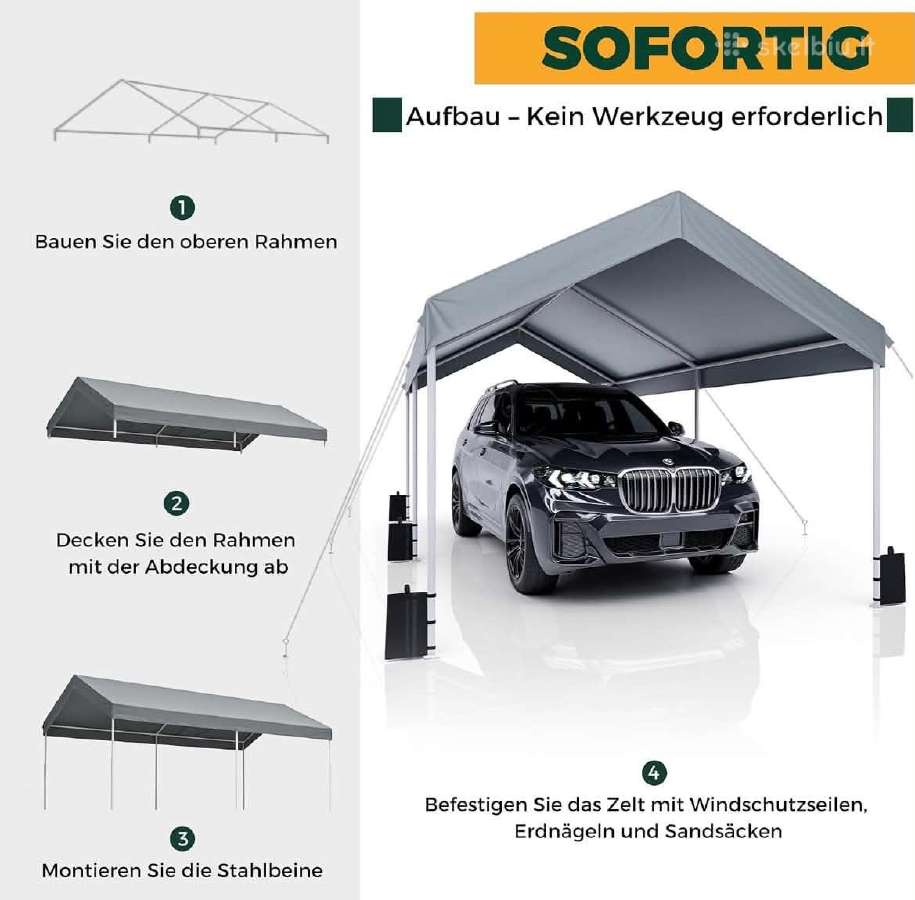 Tentinis garažas / stoginė / pavėsinė 3m x 6m - nuotraukos Nr. 6