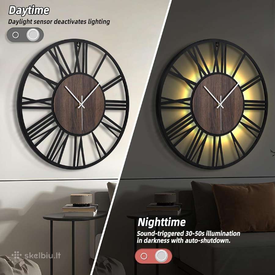 A966 Sieninis laikrodis su LED apšvietimu - nuotraukos Nr. 3