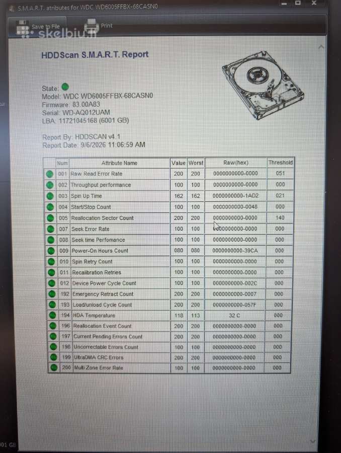 Wd Red Pro 6tb Nas HDD – Wd6005ffbx - nuotraukos Nr. 2
