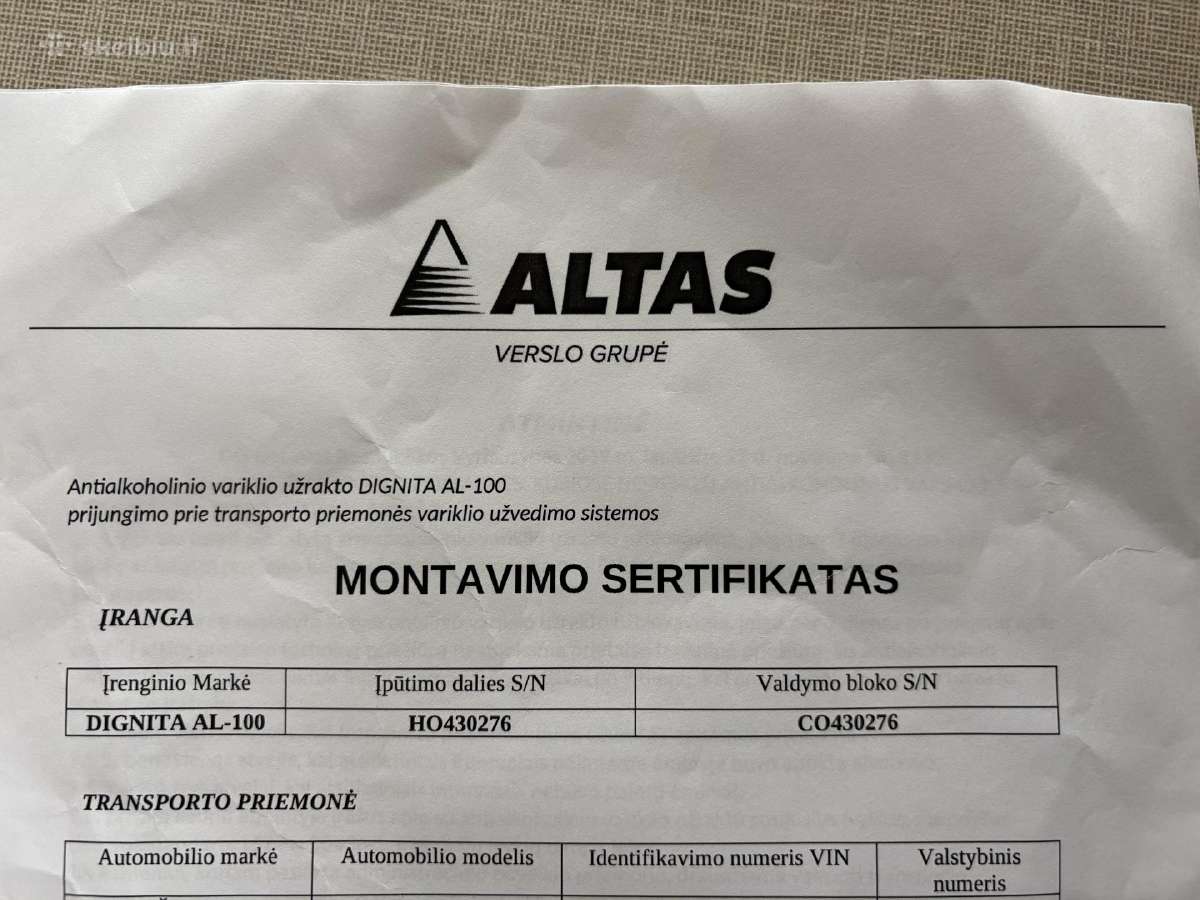 Alkoblokas Dignita AL-100 - nuotraukos Nr. 3