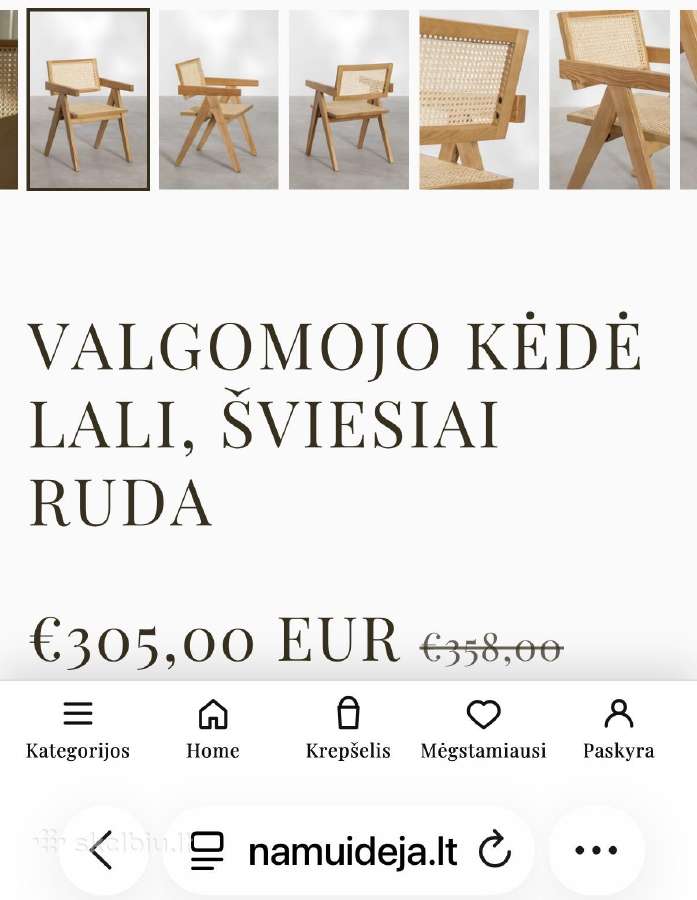4 valgomojo kėdės, vnt. kaina 150€, už visas 590€ - nuotraukos Nr. 3