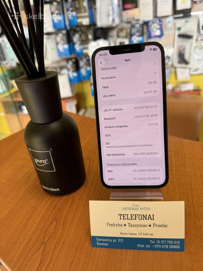 iPhone 12 Black 128gb Su Garantija - nuotraukos Nr. 3