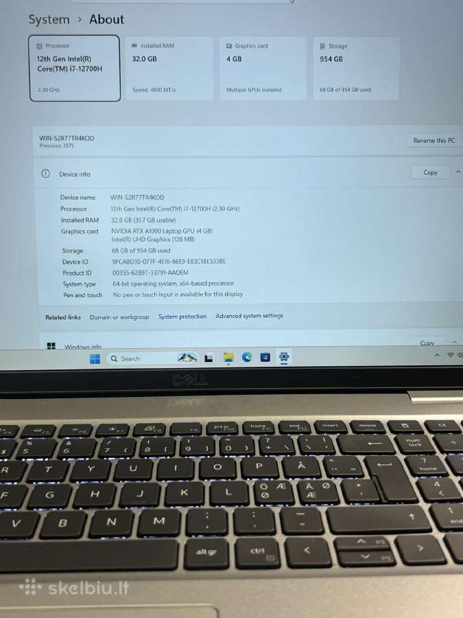 Dell Precision 3571 i7 Rtx - nuotraukos Nr. 7