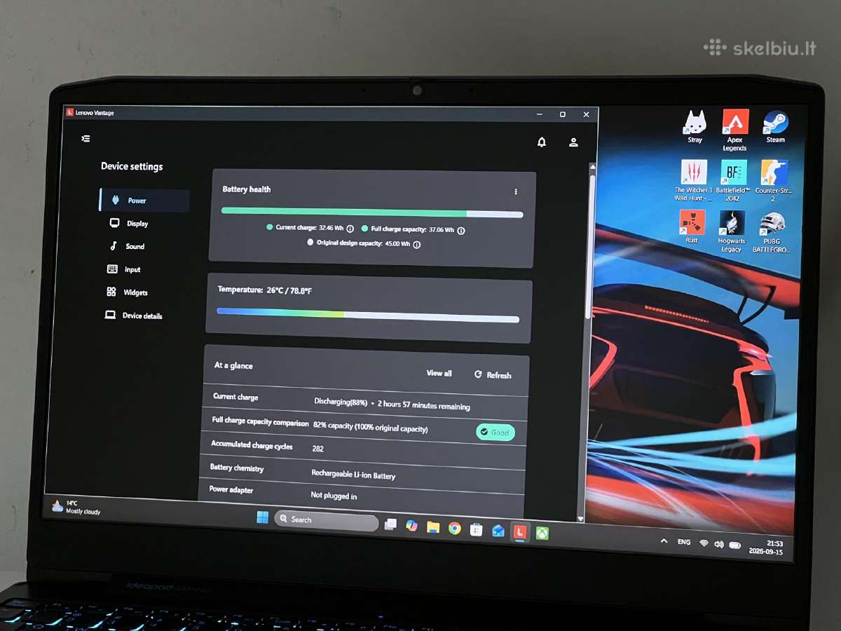 Parduodamas Ideapad Gaming su Gtx 1650, Ryzen 5. - nuotraukos Nr. 10