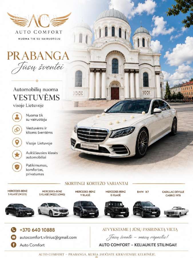Baltas !mercedes-benz S kl nuoma vestuvėms - nuotraukos Nr. 17