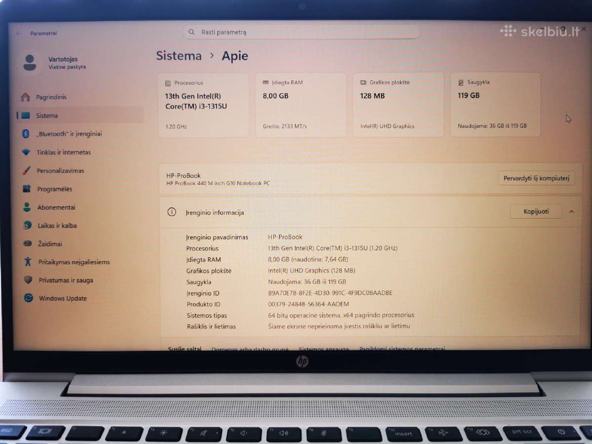 Hp Probook 440 G10 13th Gen Intel Core 1.2-4.1 GHz - nuotraukos Nr. 9