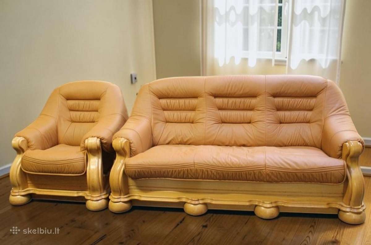 Natūralios odos sofa su miegojimo funkcija - nuotraukos Nr. 2