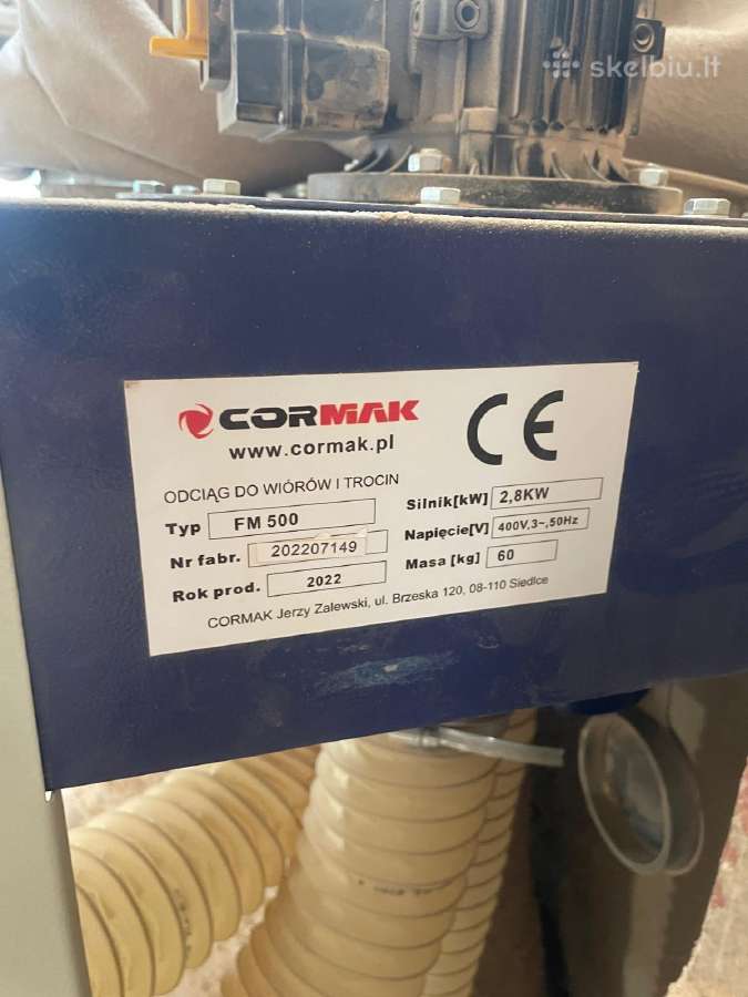 Cormak Fm500 skiedrų ir dulkių nutraukėjas, 2,8 kw - nuotraukos Nr. 2