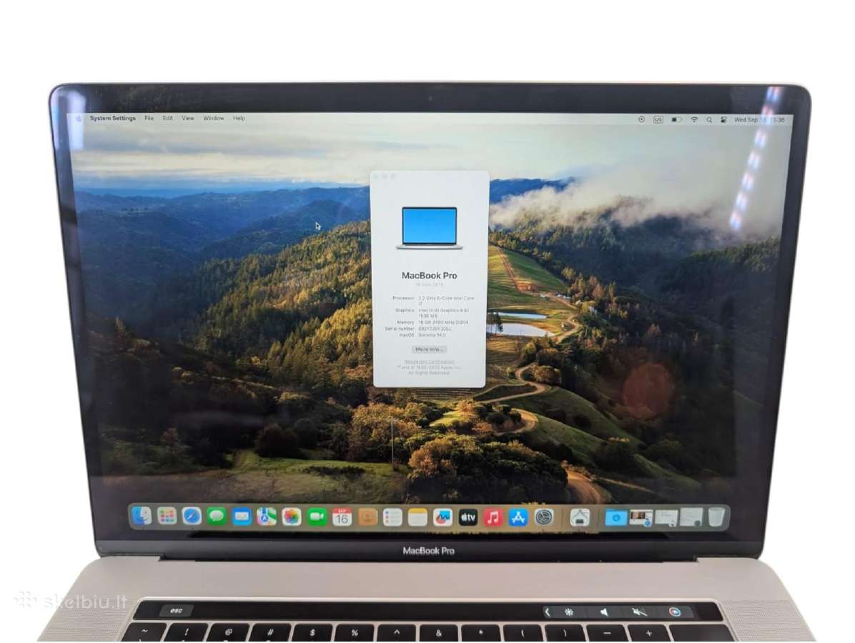 MacBook Pro 15 TB 2018 6-core i7 16gb/256gb - nuotraukos Nr. 3