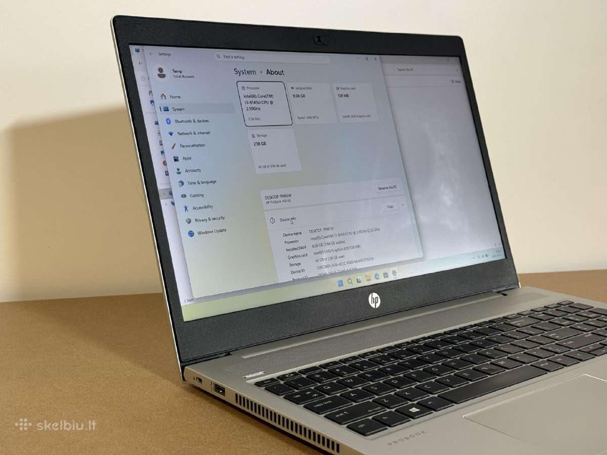 Hp Probook 450 G6 15 colių nešiojamas kompiuteris - nuotraukos Nr. 4