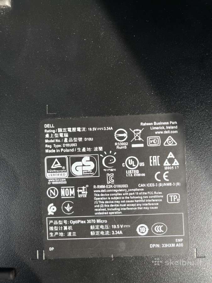 Dell optiplex 3070 micro I3 , 8gb RAM, 256 SSD - nuotraukos Nr. 3