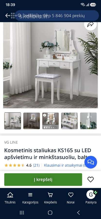Kosmetikos staliukas su lempom ir kėde - nuotraukos Nr. 11
