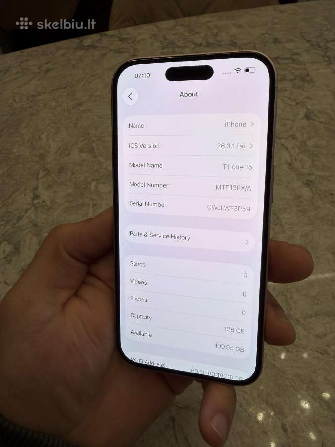 Apple iPhone 15, 128gb 100% baterija - nuotraukos Nr. 4