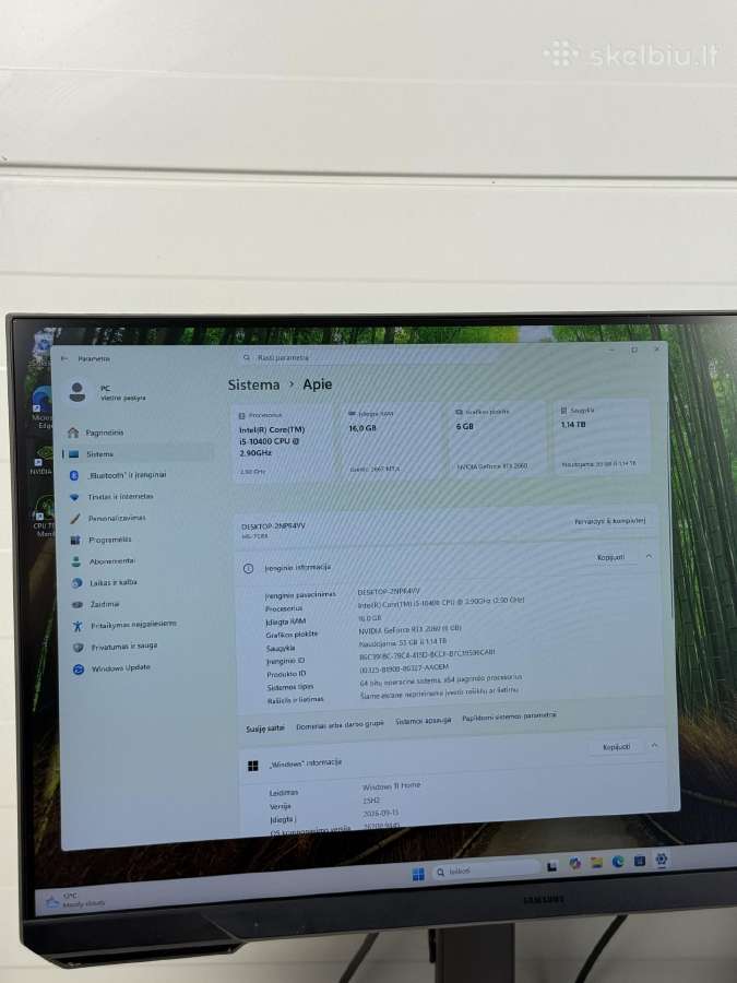 Žaidimų Kompiuterio Komplektas Rtx 2060 I5 165hz - nuotraukos Nr. 16
