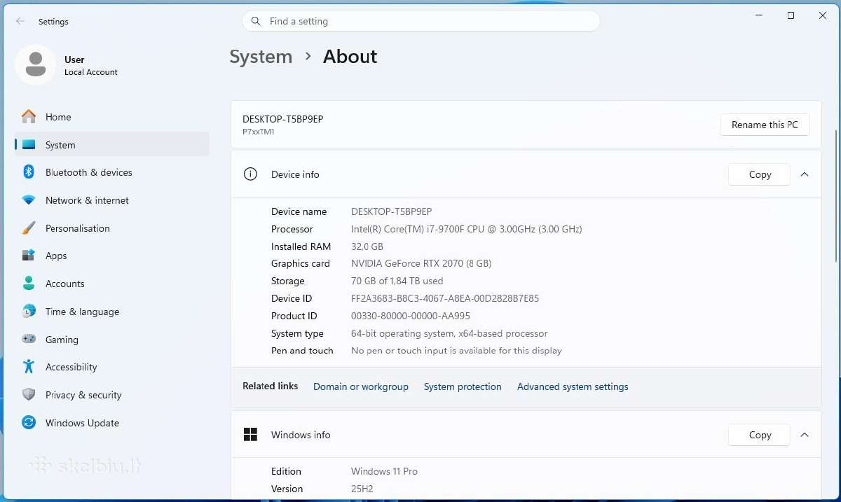 Clevo Gaming i7 / 32 GB / 2 TB / Rtx / 17.3 144hz - nuotraukos Nr. 4