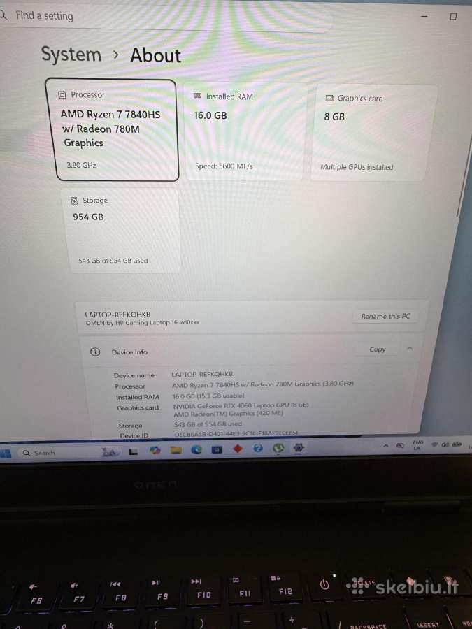 Hp Omen 16.1 Rtx 4060 - nuotraukos Nr. 6